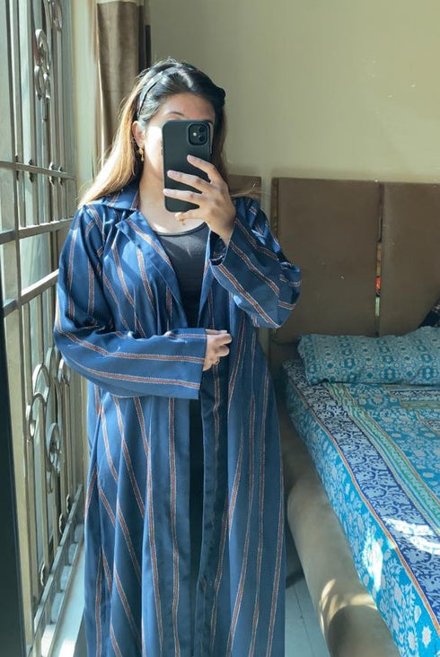 Blue Stripping Long Dress